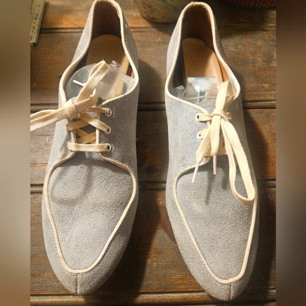 VTG.SUEDE BOWLING SHOES!40s-60s.AMF.EUC.ABSOLUTELY ADORABLE!BABY BLUE.VERY RARE